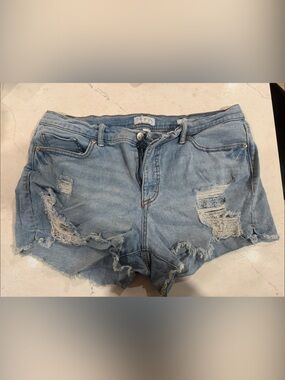 sofia by sofia vergara Light Blue Distressed Denim Jean Shorts